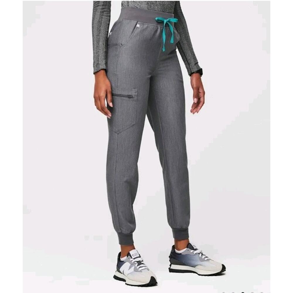 Figs Zamora High-Waisted Grey Jogger Medical Scrub Pants Size Small/Tall
